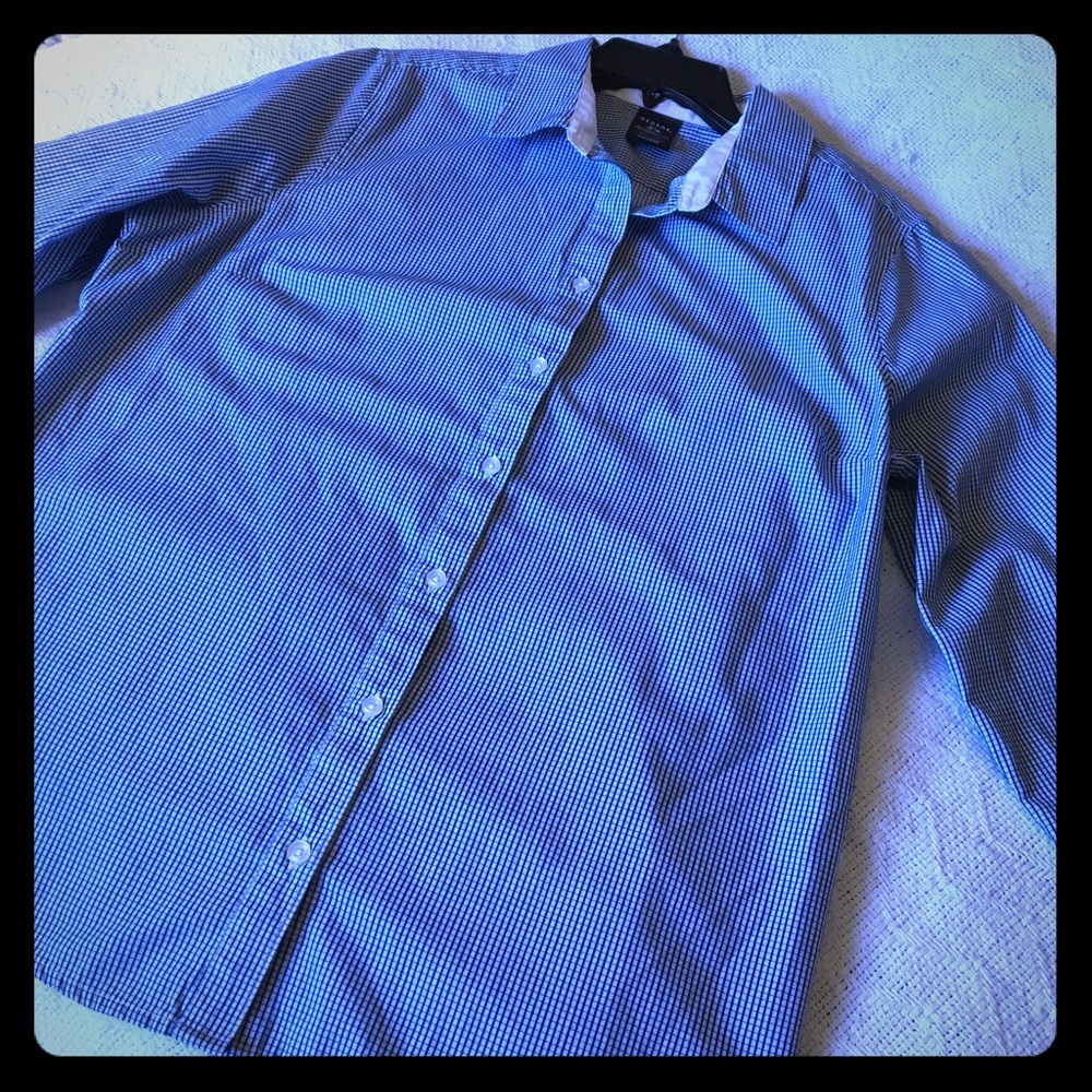 Blue & White tiny checkered Dress Shirt